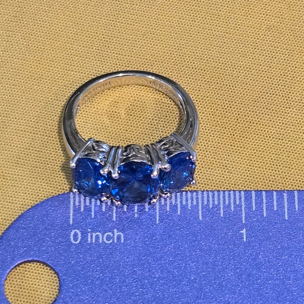 Vintage BBJ Bangkok Sterling Silver Blue Sapphire Statement Ring - Picture 15 of 16